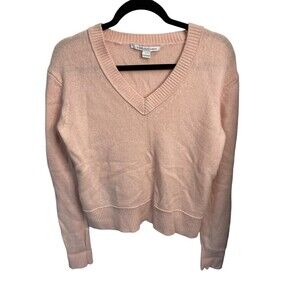 Diane Von Furstenberg Pink V-Neck Cashmere Sweater Size‎ Large Cozy